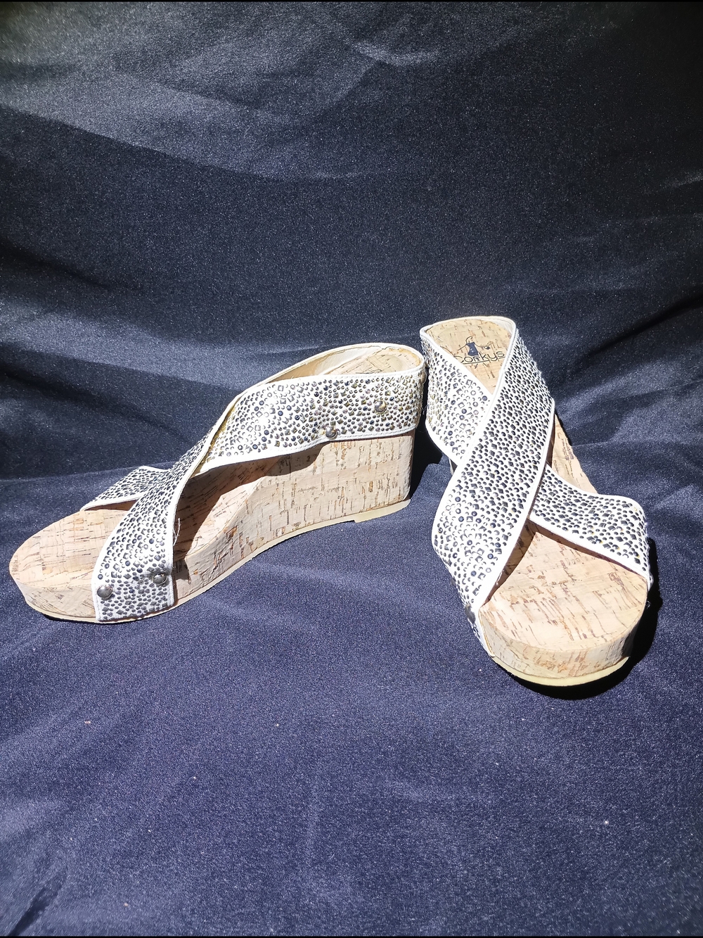 Corkys Rhinestone Studded Cork Wedge Sandal Slides